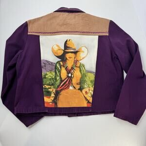 Vintage Doreman Burns Women’s Painted Cowgirl Purple Denim Jacket